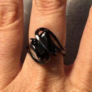 Sterling Silver Ring with Simulated Onyx